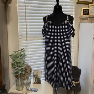 Michael Kors navy/white off shoulder sleeve NWOT Size S